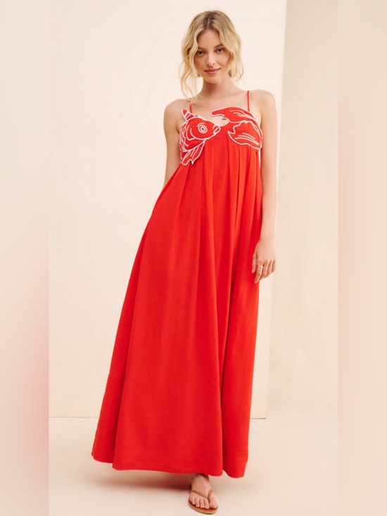 FARM Rio Dresses & Skirts - Farm Rio Red Fish Top Maxi Dress